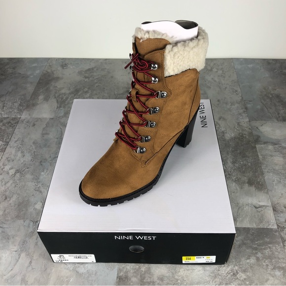 NINE WEST PEER Sherpa Cuff Block Heel Boots - Picture 11 of 11